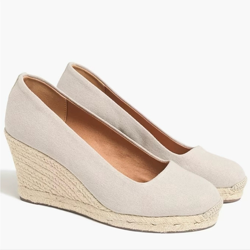 J. Crew New Flax Canvas Espadrille Wedge Shoes AL003 9.5